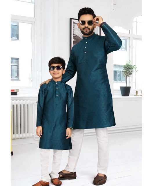 Load image into Gallery viewer, Traditional Party wear Father Son Matching Outfits Blue mahezon
