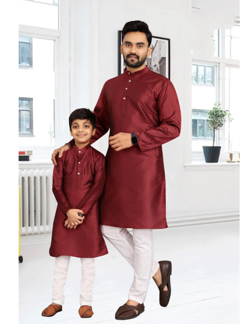 Load image into Gallery viewer, Traditional Party wear Father Son Matching Outfits Maroon mahezon
