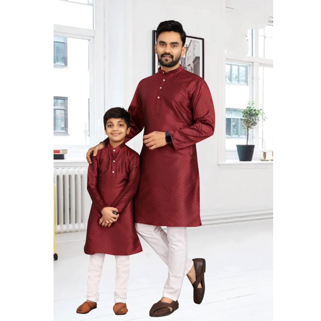 Traditional Party wear Father Son Matching Outfits Maroon mahezon