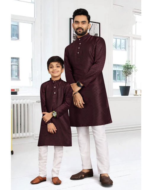 Load image into Gallery viewer, Traditional Party wear Father Son Matching Outfits Wine mahezon
