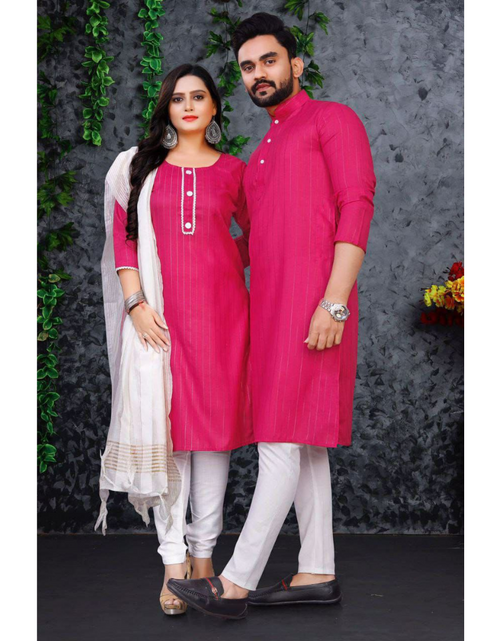 Load image into Gallery viewer, Traditional Couples Wear Indian Same Matching Outfits Set mahezon
