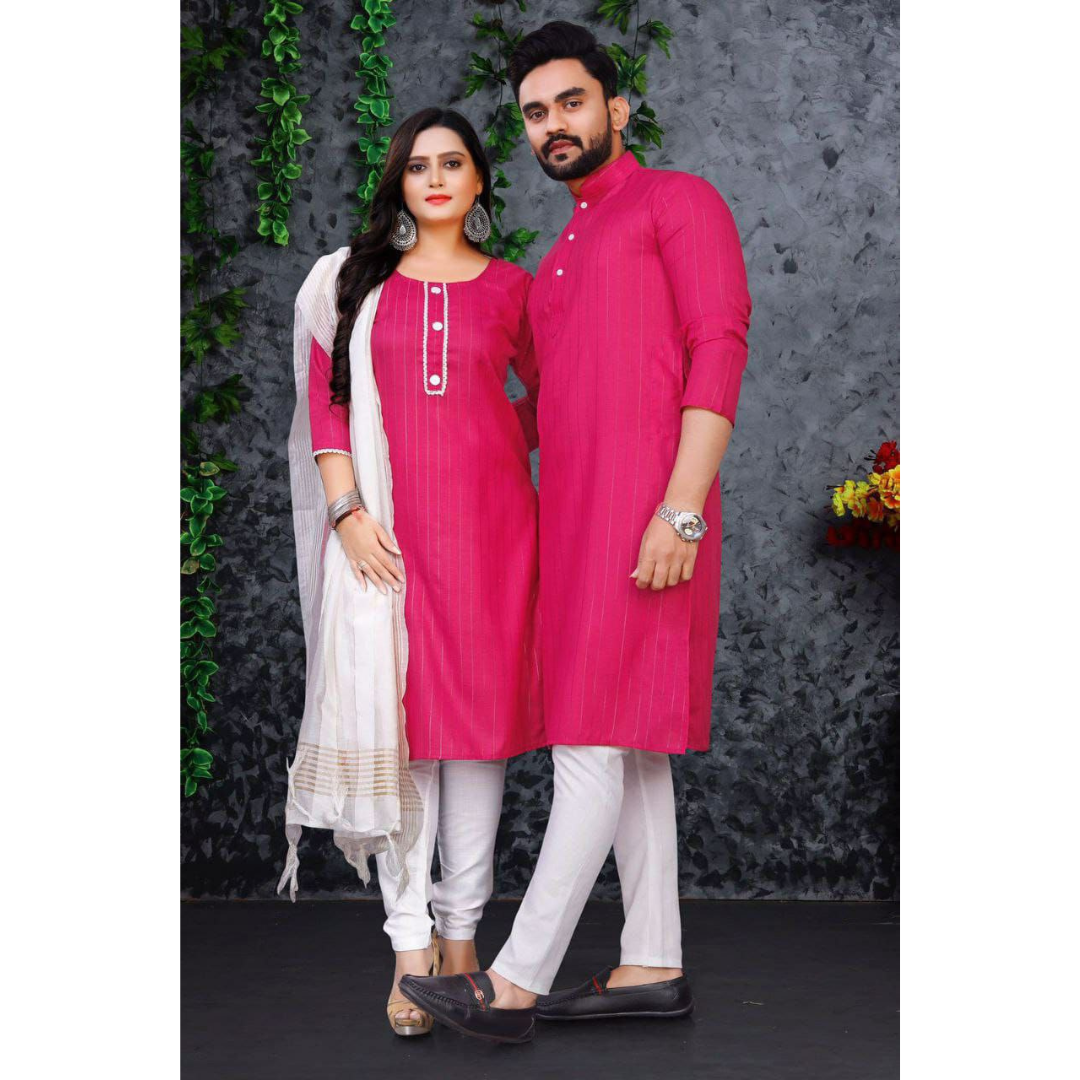 Traditional Couples Wear Indian Same Matching Outfits Set mahezon