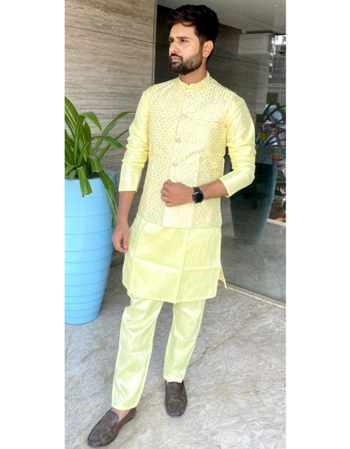 Load image into Gallery viewer, Traditional Party Wear Men Kurta Pajama with Jacket mahezon
