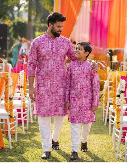 Load image into Gallery viewer, Traditional Indian Cotton Father Son Same Matching Kurta Pajama mahezon
