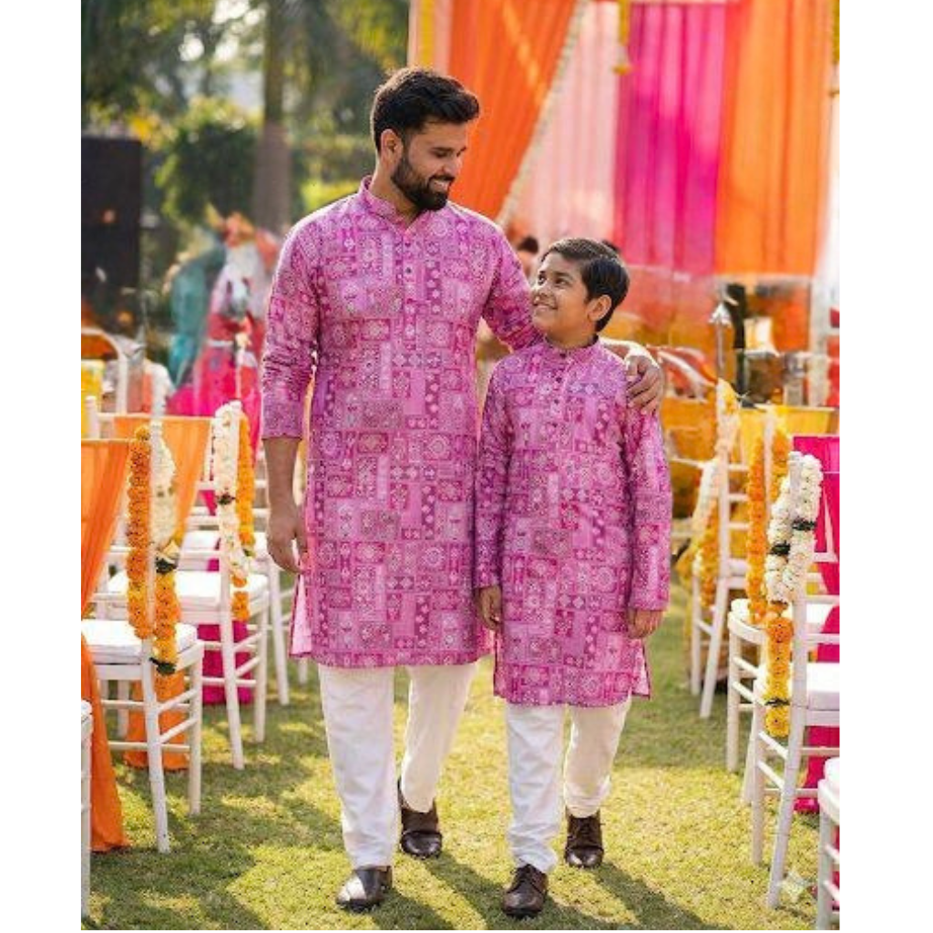 Traditional Indian Cotton Father Son Same Matching Kurta Pajama mahezon