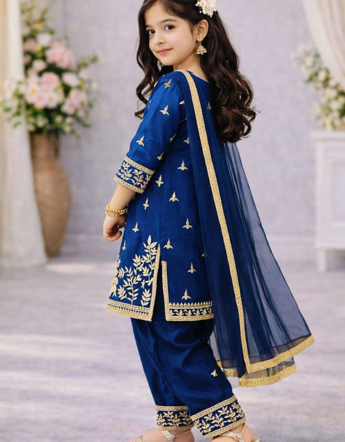 Load image into Gallery viewer, Festive Embroidery Sequence Kid Girl Kurti Palazzo with Dupatta Suit mahezon
