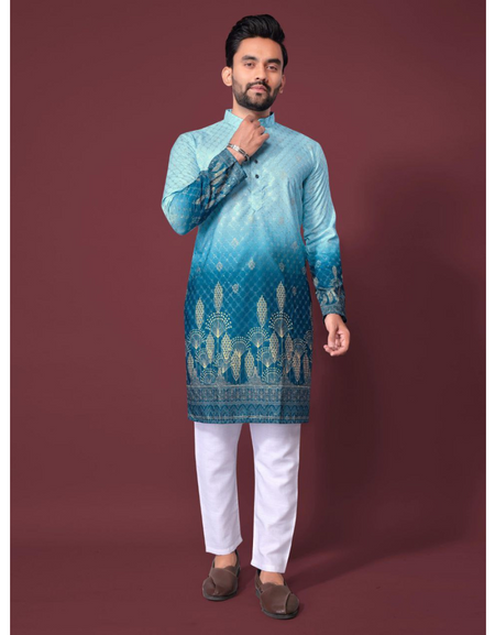 Traditional Indian Blue Father Son Same Matching Kurta Pajama mahezon