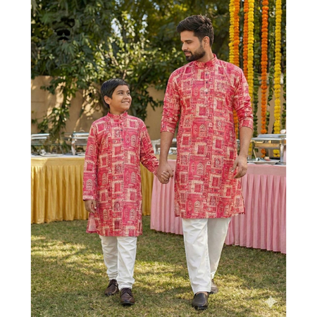 Traditional Indian Cotton Father Son Same Matching Kurta Pajama mahezon