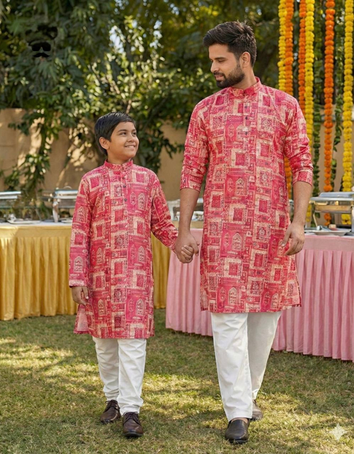 Load image into Gallery viewer, Traditional Indian Cotton Father Son Same Matching Kurta Pajama mahezon
