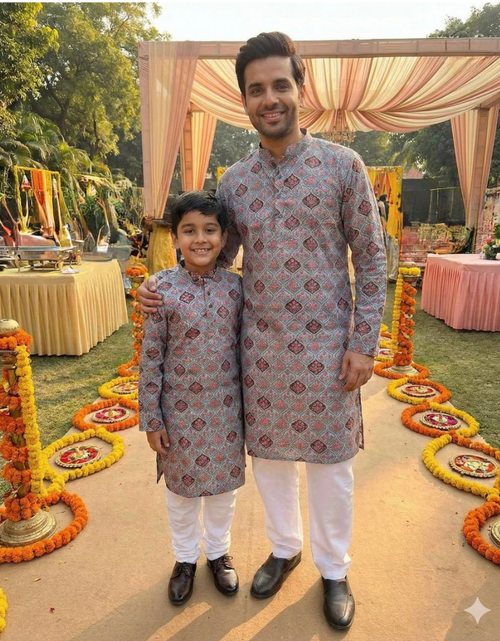 Load image into Gallery viewer, Traditional Indian Cotton Father Son Same Matching Kurta Pajama mahezon
