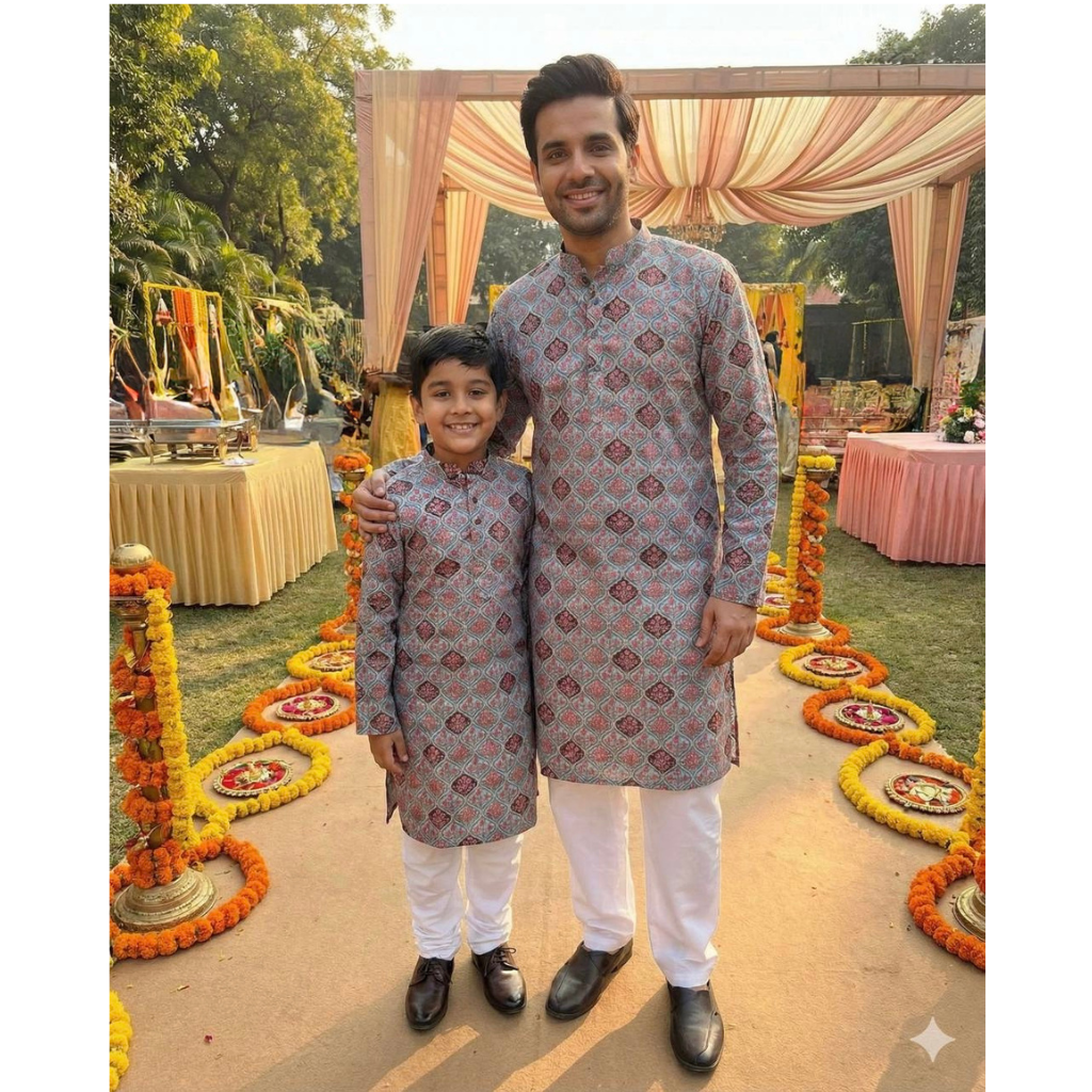 Traditional Indian Cotton Father Son Same Matching Kurta Pajama mahezon