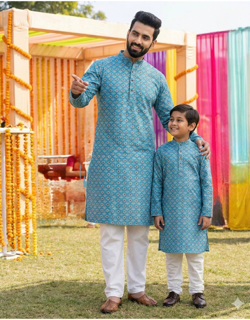 Load image into Gallery viewer, Traditional Indian Cotton Father Son Same Matching Kurta Pajama mahezon
