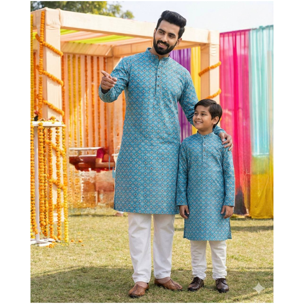 Traditional Indian Cotton Father Son Same Matching Kurta Pajama mahezon