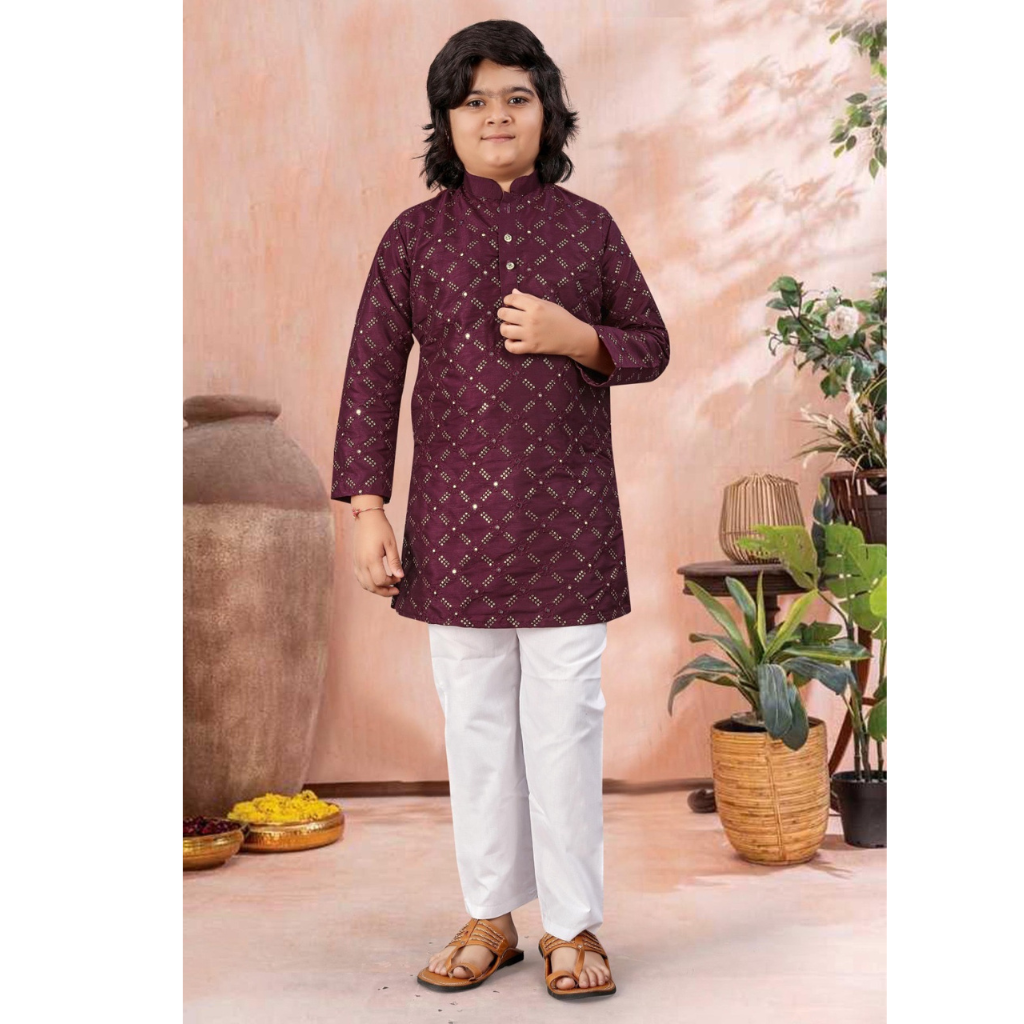 Traditional Indian Kids Boy Kurta Pajama Set mahezon