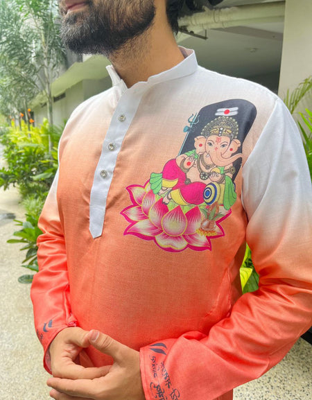 Traditional Indian Men’s Ganesh Chaturthi Special Kurta Pajama mahezon