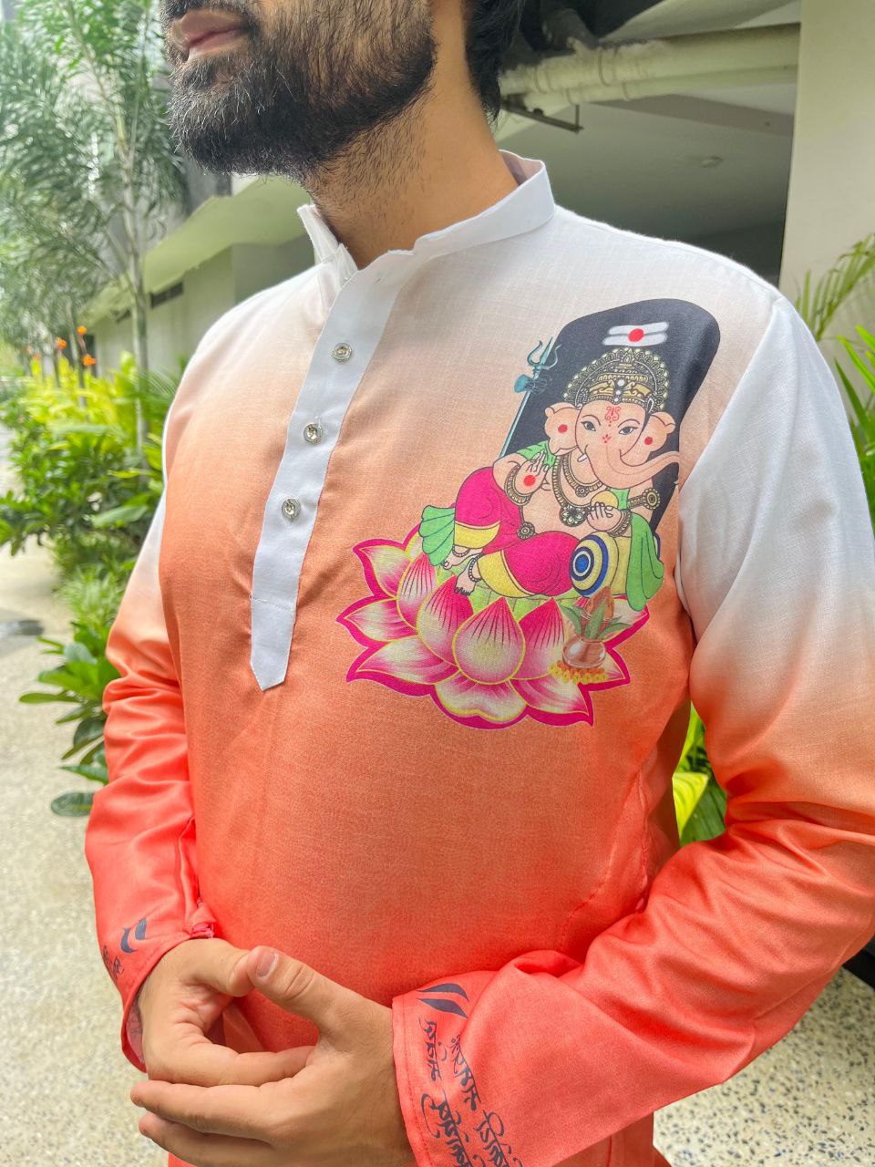 Traditional Indian Men’s Ganesh Chaturthi Special Kurta Pajama mahezon