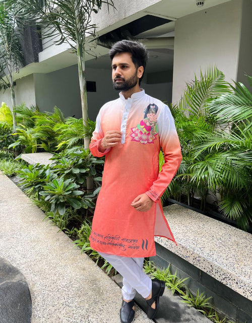 Load image into Gallery viewer, Traditional Indian Men’s Ganesh Chaturthi Special Kurta Pajama mahezon
