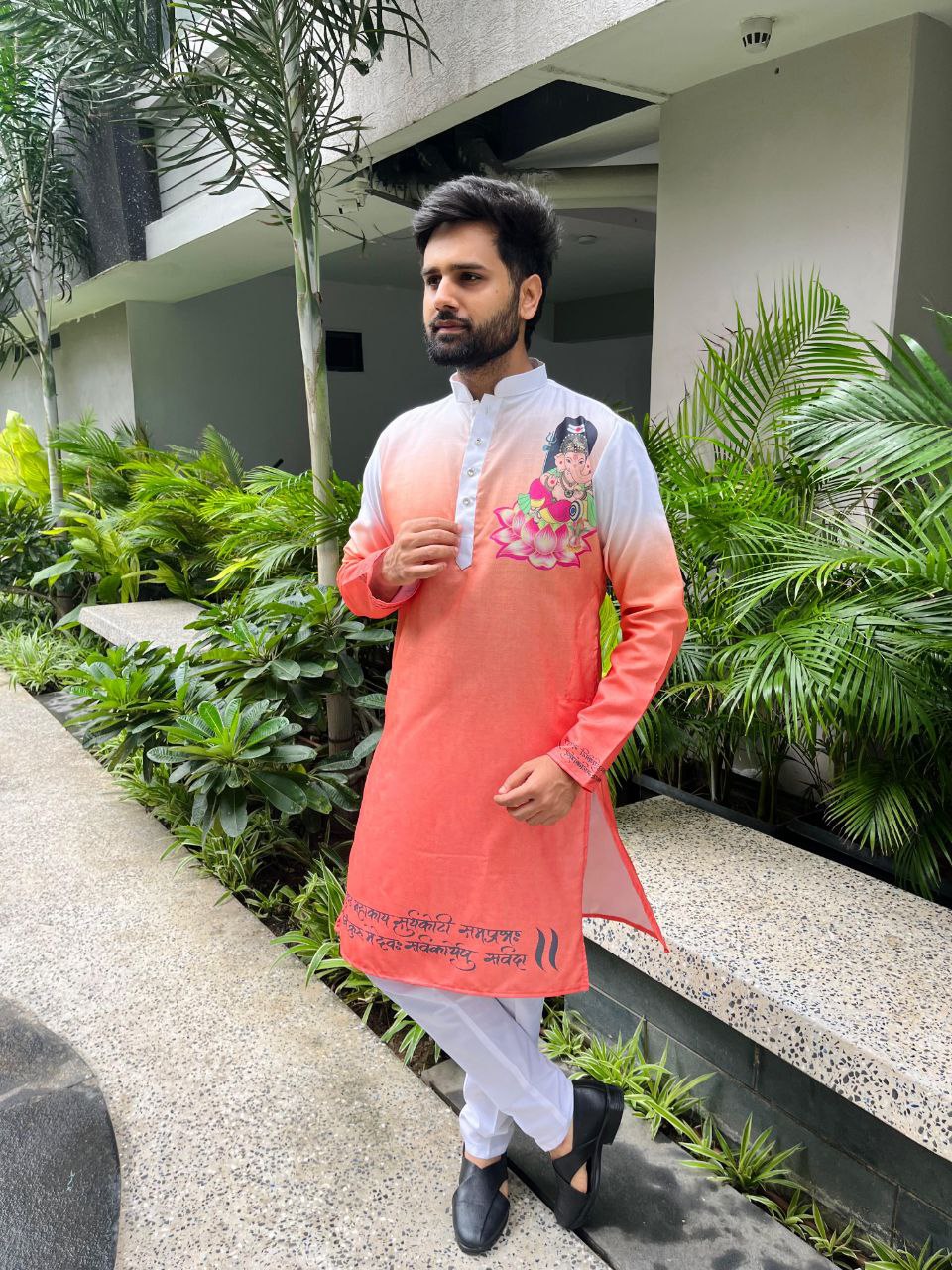 Traditional Indian Men’s Ganesh Chaturthi Special Kurta Pajama mahezon