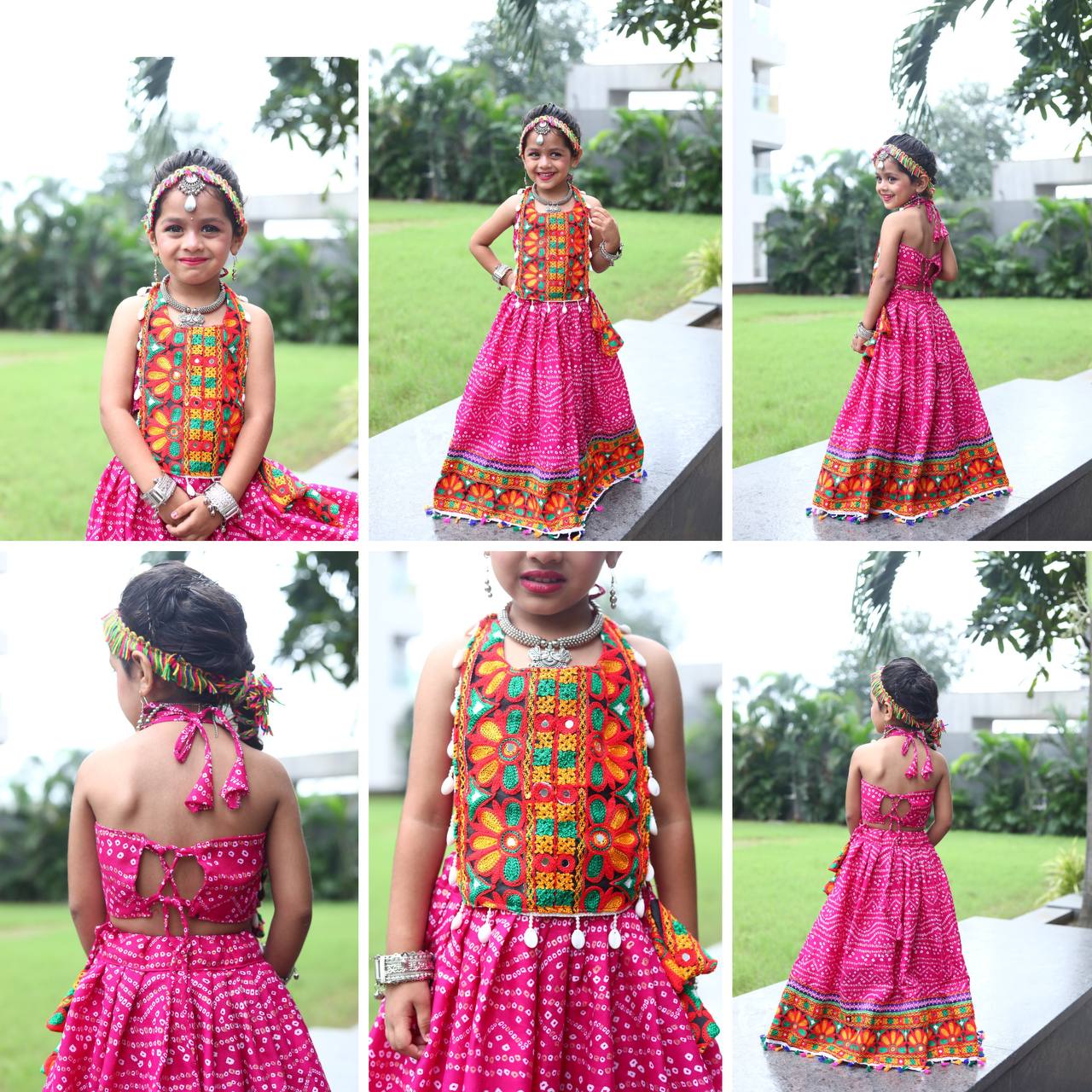 Indian Navratri Garba Kids Girls Black Lehenga Blouse mahezon