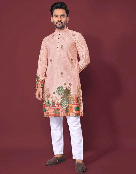 Traditional Indian Pink Father Son Same Matching Kurta Pajama mahezon