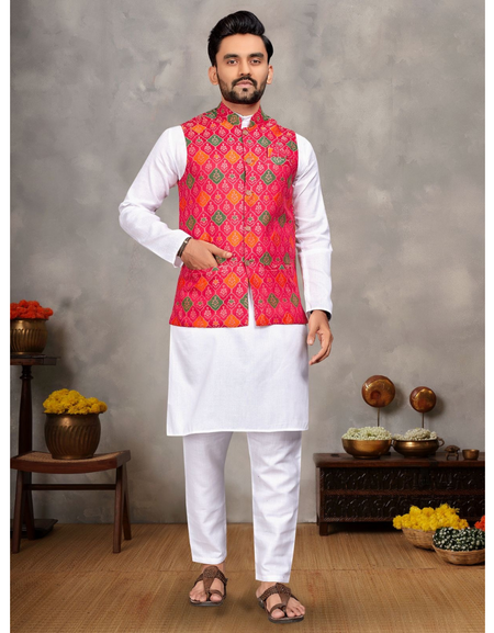 Traditional Indian Wedding Men Kurta Pajama Jacket mahezon