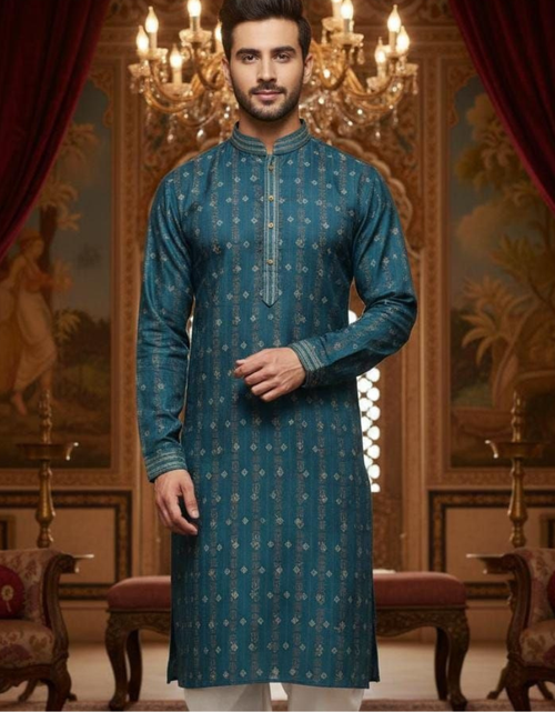 Load image into Gallery viewer, Traditional Indian Wedding Silk Embroidery Men’s Short Kurta Pajama Set mahezon
