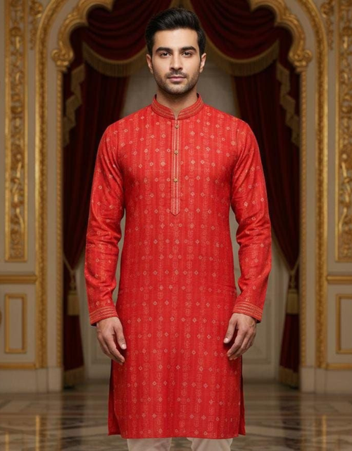Load image into Gallery viewer, Traditional Indian Wedding Silk Embroidery Men’s Short Kurta Pajama Set mahezon
