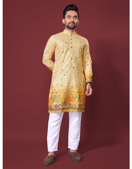 Traditional Indian Yellow Father Son Same Matching Kurta Pajama mahezon