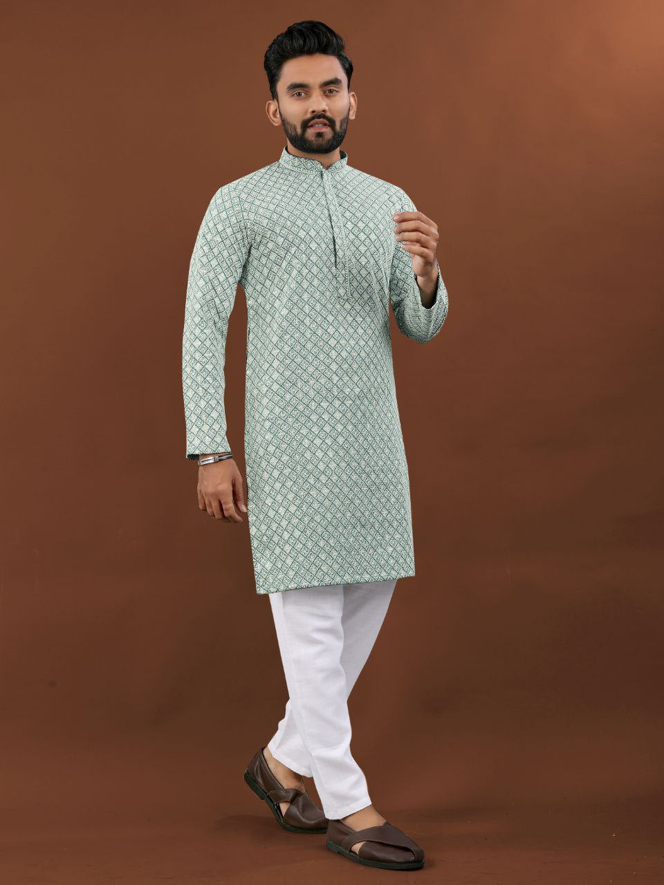 Ethnic Indian Traditional Lucknowi Men Kurta Pajama mahezon