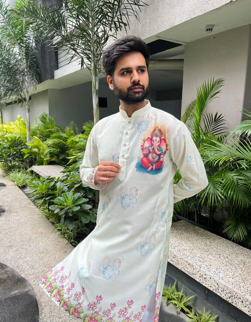 Load image into Gallery viewer, Traditional Men’s Stylish Ganesh Chaturthi Special Kurta Pajama mahezon
