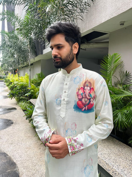 Traditional Men’s Stylish Ganesh Chaturthi Special Kurta Pajama mahezon