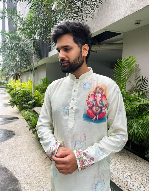 Load image into Gallery viewer, Traditional Men’s Stylish Ganesh Chaturthi Special Kurta Pajama mahezon
