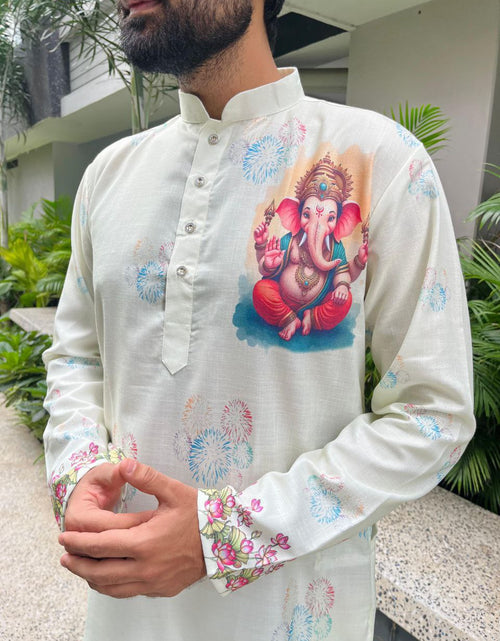 Load image into Gallery viewer, Traditional Men’s Stylish Ganesh Chaturthi Special Kurta Pajama mahezon
