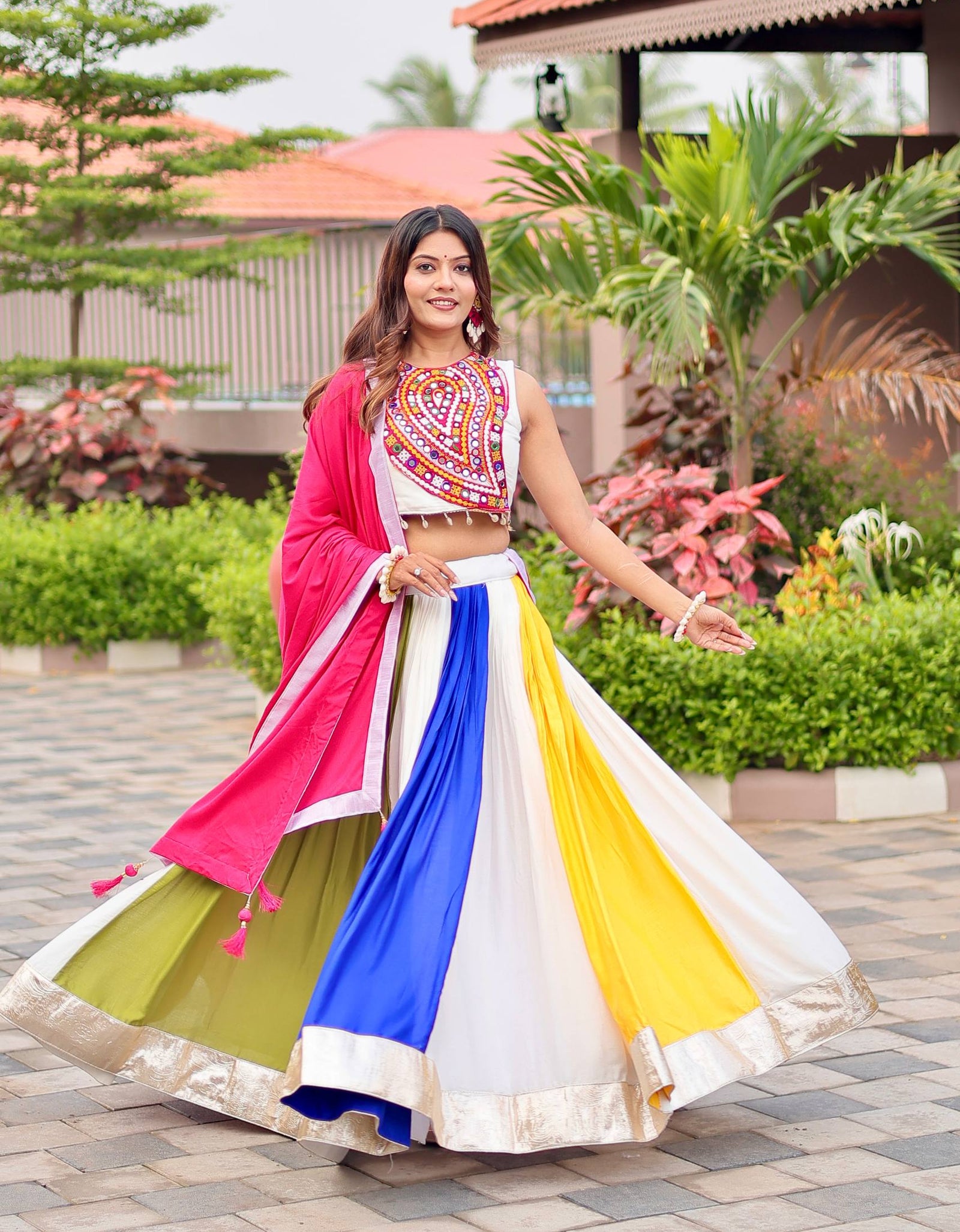 Traditional Navratri Embroidery Women Lehenga Choli Dupatta mahezon