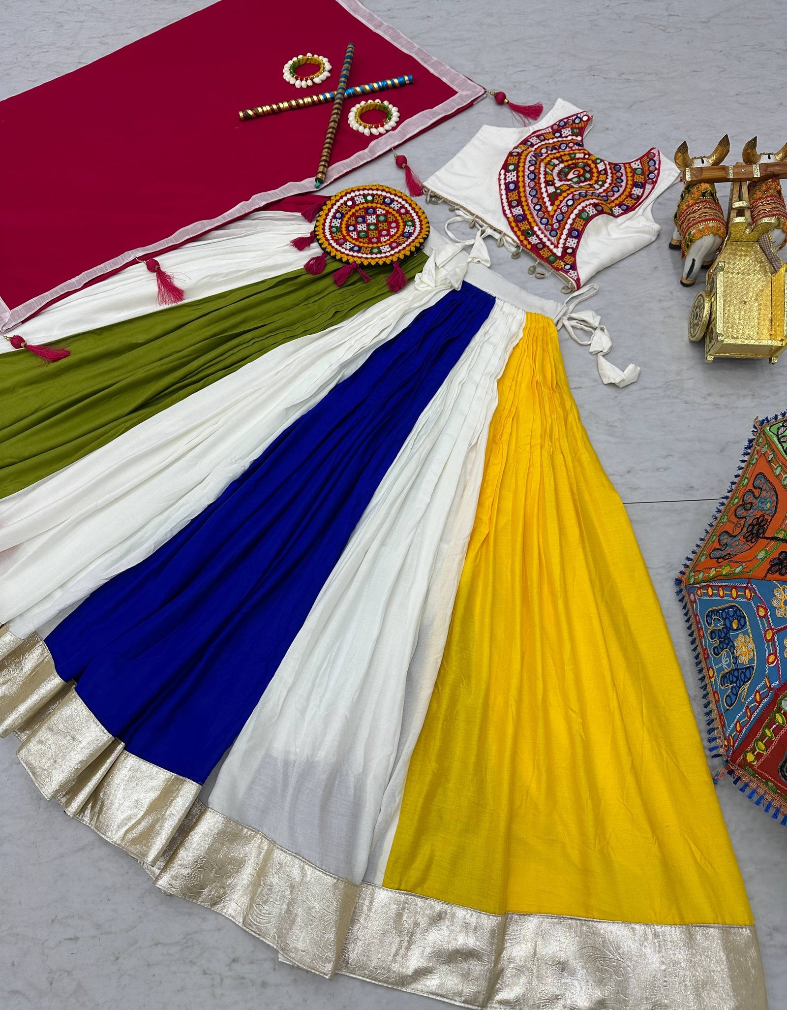 Traditional Navratri Embroidery Women Lehenga Choli Dupatta mahezon