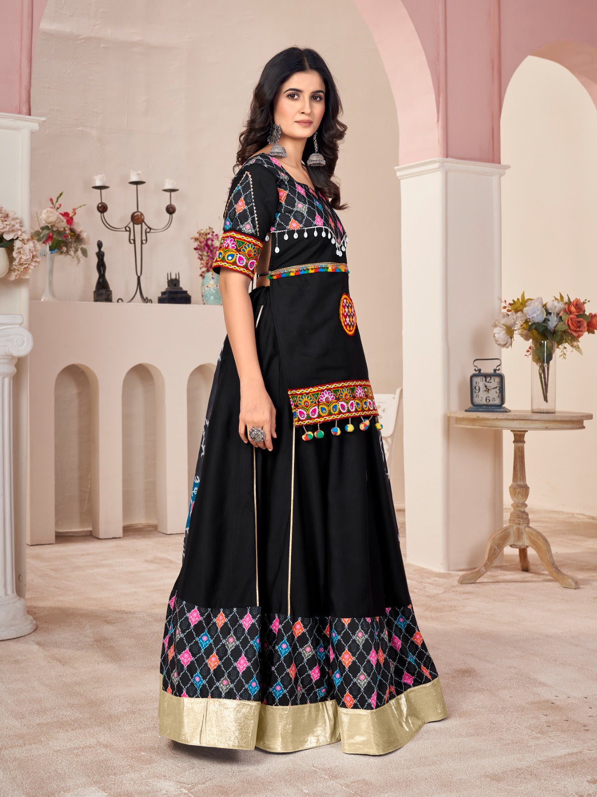 Navratri Festive Garba Black Women Chaniya Choli Dupatta mahezon