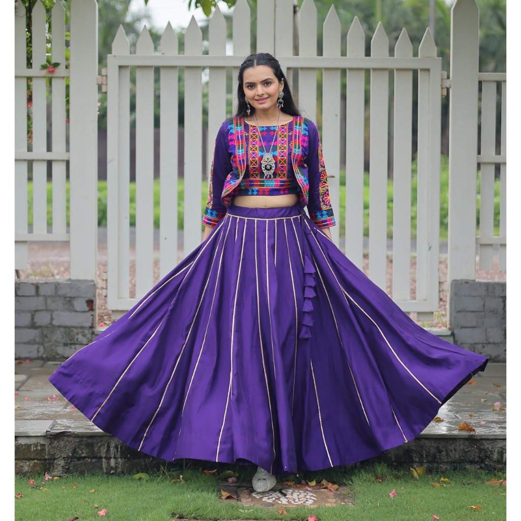 Traditional Navratri Gamthi Embroidery Women Lehenga Choli mahezon