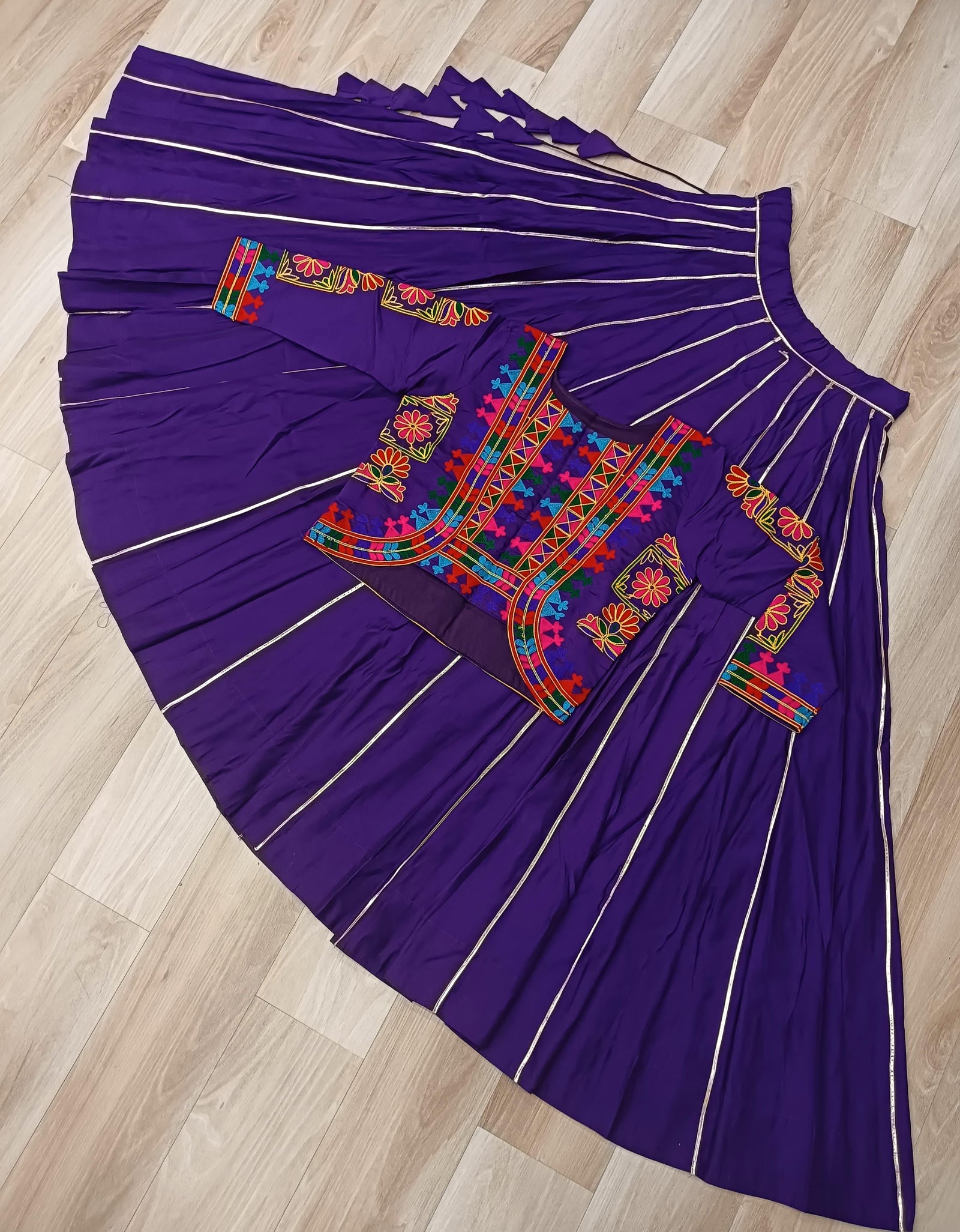Traditional Navratri Gamthi Embroidery Women Lehenga Choli mahezon