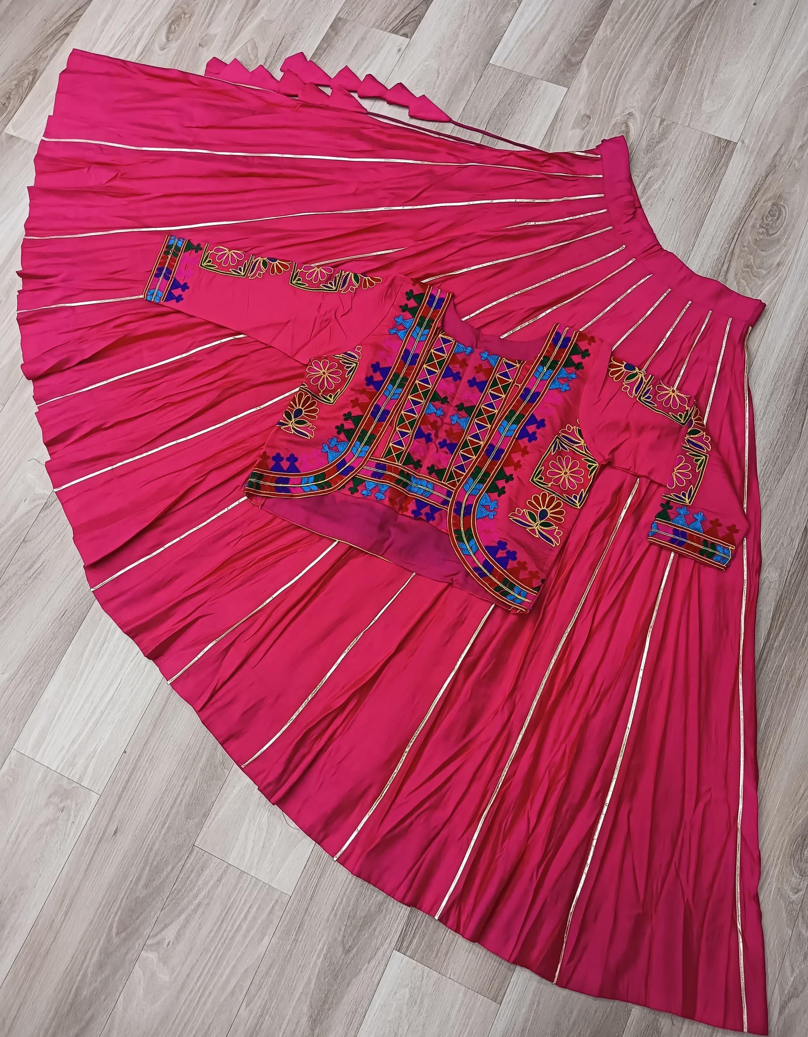 Traditional Navratri Gamthi Embroidery Women Lehenga Choli mahezon