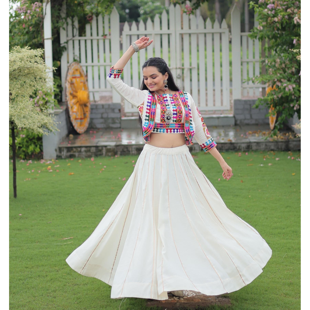 Traditional Navratri Gamthi Embroidery Women Lehenga Choli mahezon