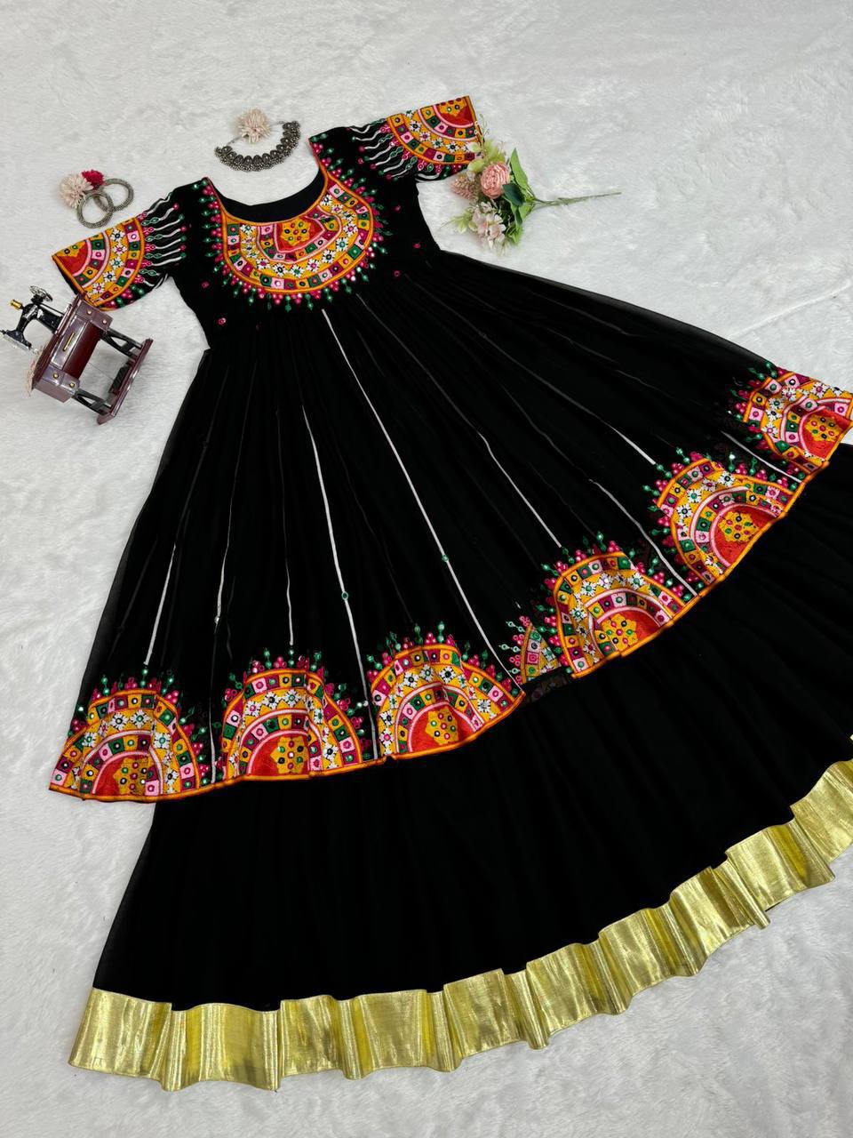 Navratri Garba Embroidery Black Women Lehenga Blouse mahezon