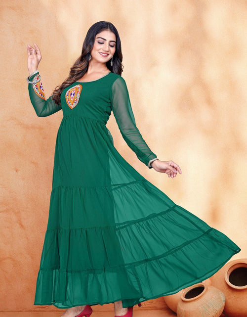 Load image into Gallery viewer, Traditional Navratri Garba Embroidery Green Women Gown mahezon
