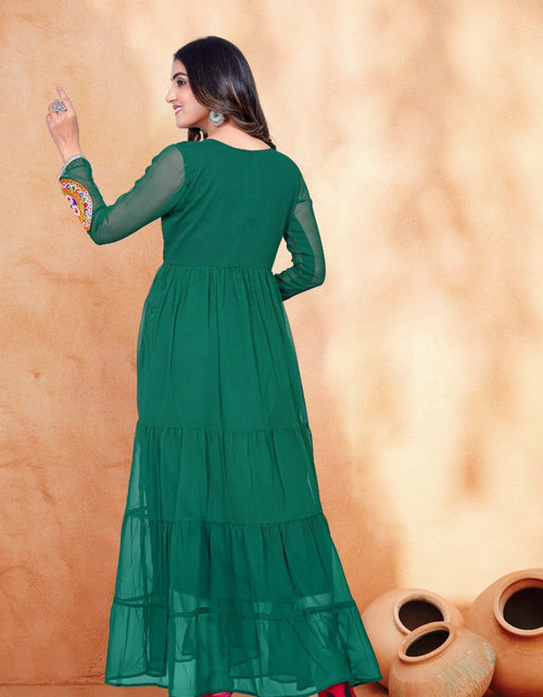 Load image into Gallery viewer, Traditional Navratri Garba Embroidery Green Women Gown mahezon
