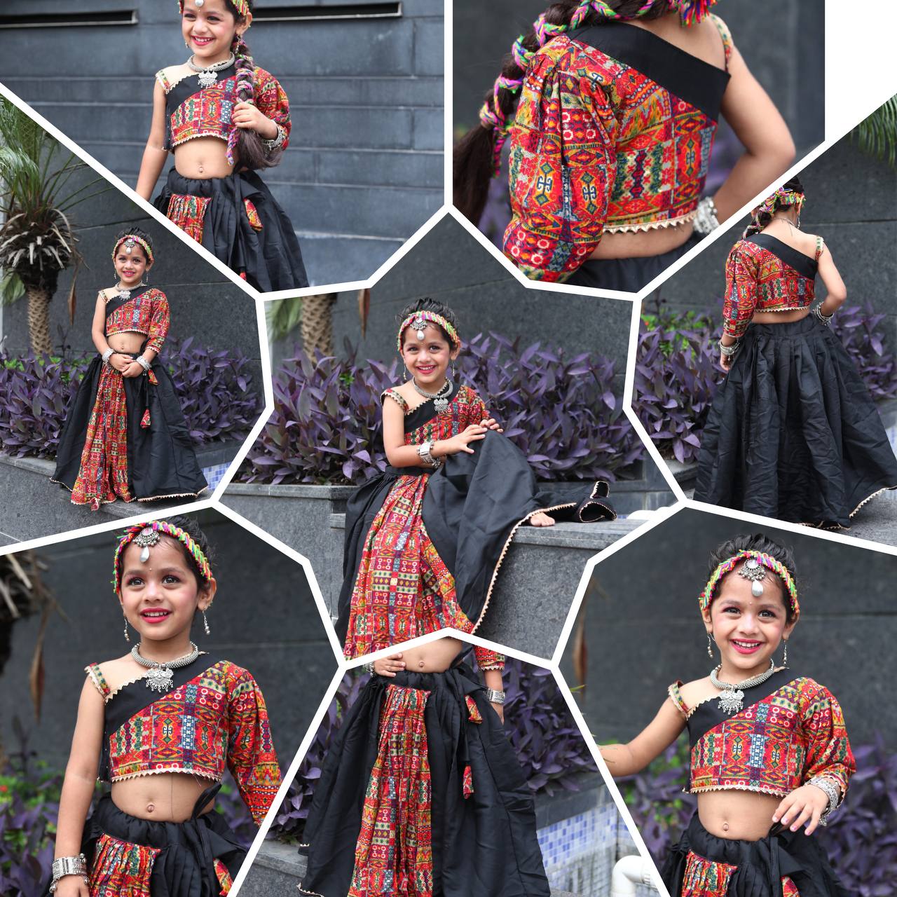 Navratri Garba Kids Girls Black Lehenga Blouse mahezon
