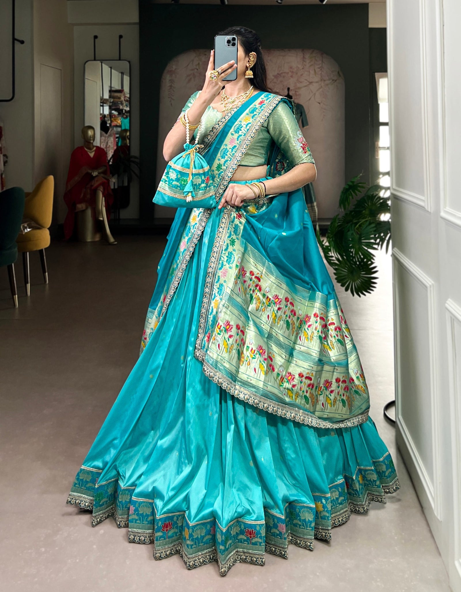 Paithani Women’s Lehenga Blouse Dupatta mahezon