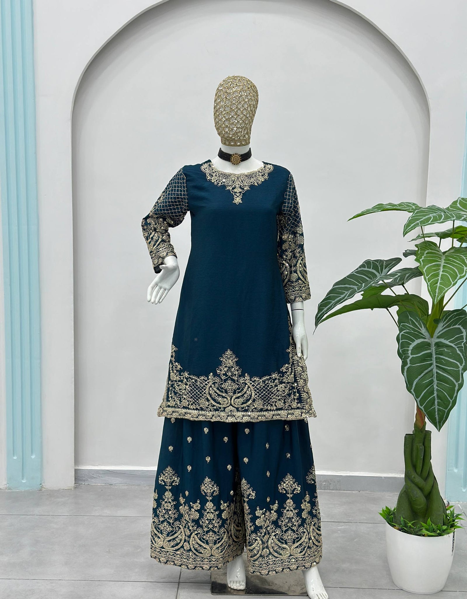 Ready Made Festive Silk Kurti  Pant with Dupatta Suit mahezon