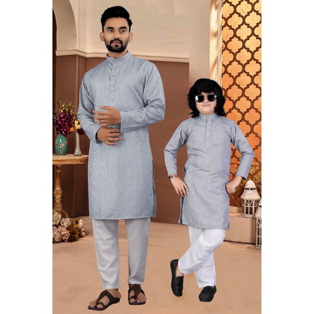 Traditional Stylish Father and Son Same Matching Twinning Kurta Pajama Outfits mahezon