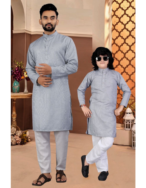 Load image into Gallery viewer, Traditional Stylish Father and Son Same Matching Twinning Kurta Pajama Outfits mahezon
