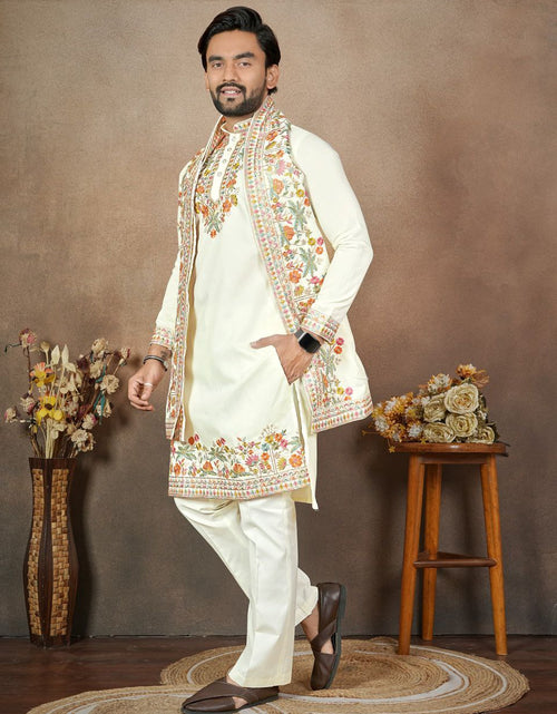 Load image into Gallery viewer, Traditional Wedding Men Kurta Pyjama Dupatta mahezon
