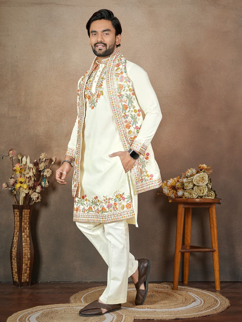 Traditional Wedding Men Kurta Pyjama Dupatta mahezon